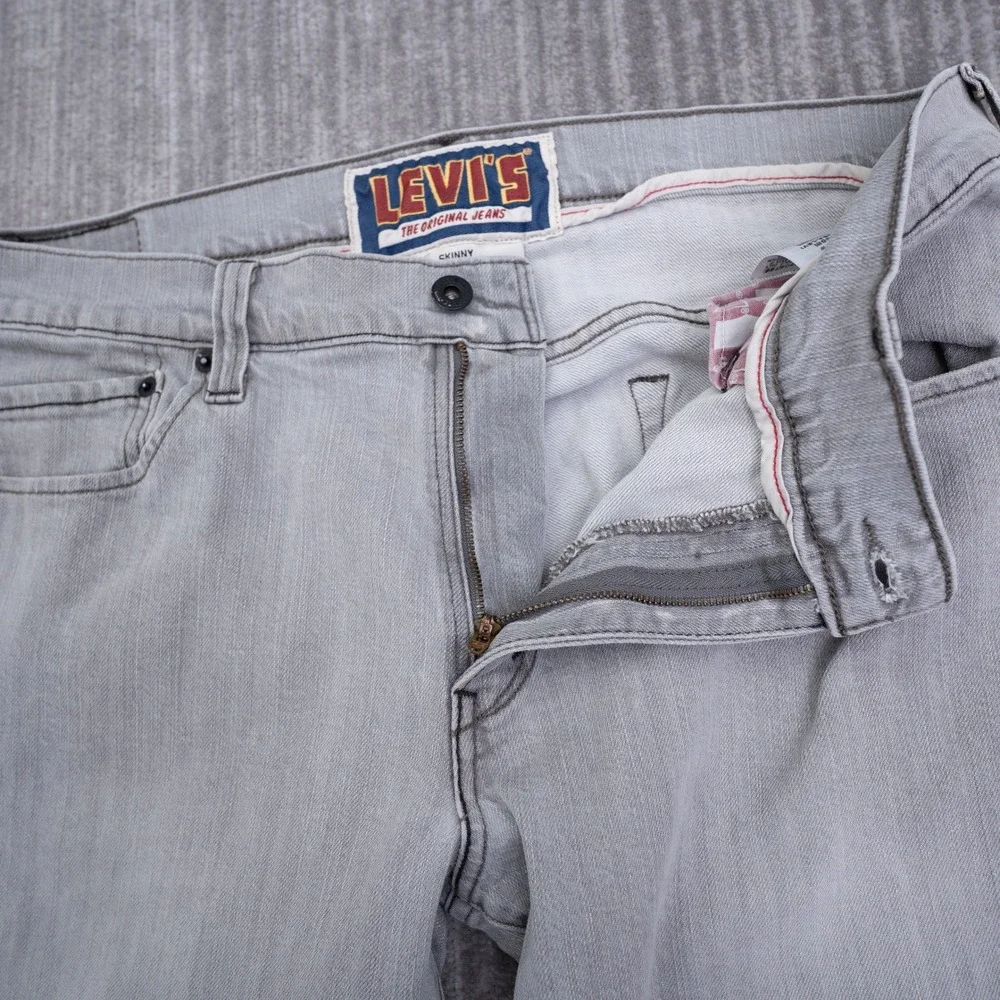 Levis 511 Skinny Jeans Mens Gray Denim Pants 36x30 Fit 31 Light Wash Casual
